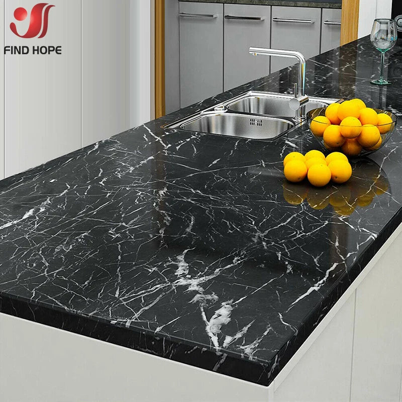 15x 39in Marble Self Adhesive Wallpaper Vinyl Film Wall Sticker Bathroom Kitchen Cupboard Room Decoration Sticky Paper Decal DIY