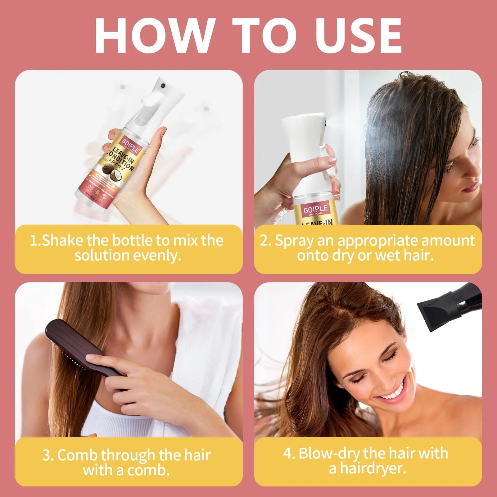 Xịt Dưỡng Tóc Xoăn Dừa 300ml - Mềm Mượt Chống Xơ Rối