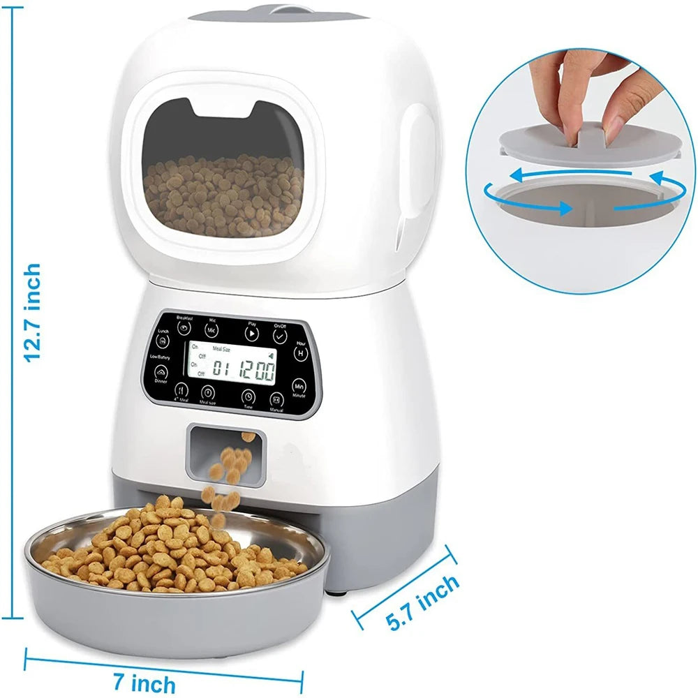 3.5L Automatic Pet Feeder Smart Food Dispenser For Cats Dogs Timer Stainless Steel Bowl Auto Dog Cat Pet Feeding Pet Supplies - Daisan Mart