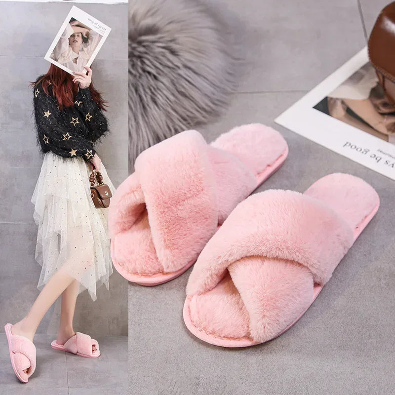 Warm Furry Slippers - Women &amp; Men, Indoor Wear 20024