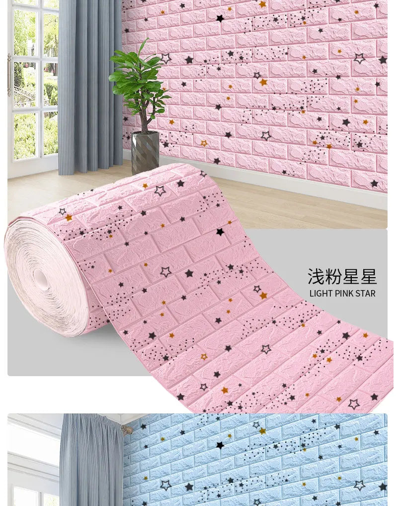 3D Foam Brick Wall Panels Stickers Self Adhesive Waterproof Living Room Wallpaper Wall Decal Home Decor Wallcovering TV Backdrop