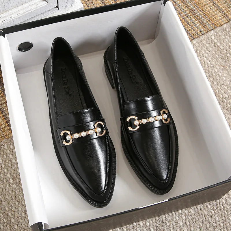 Women's Pointed Toe Chain Platform Slip-on Loafers