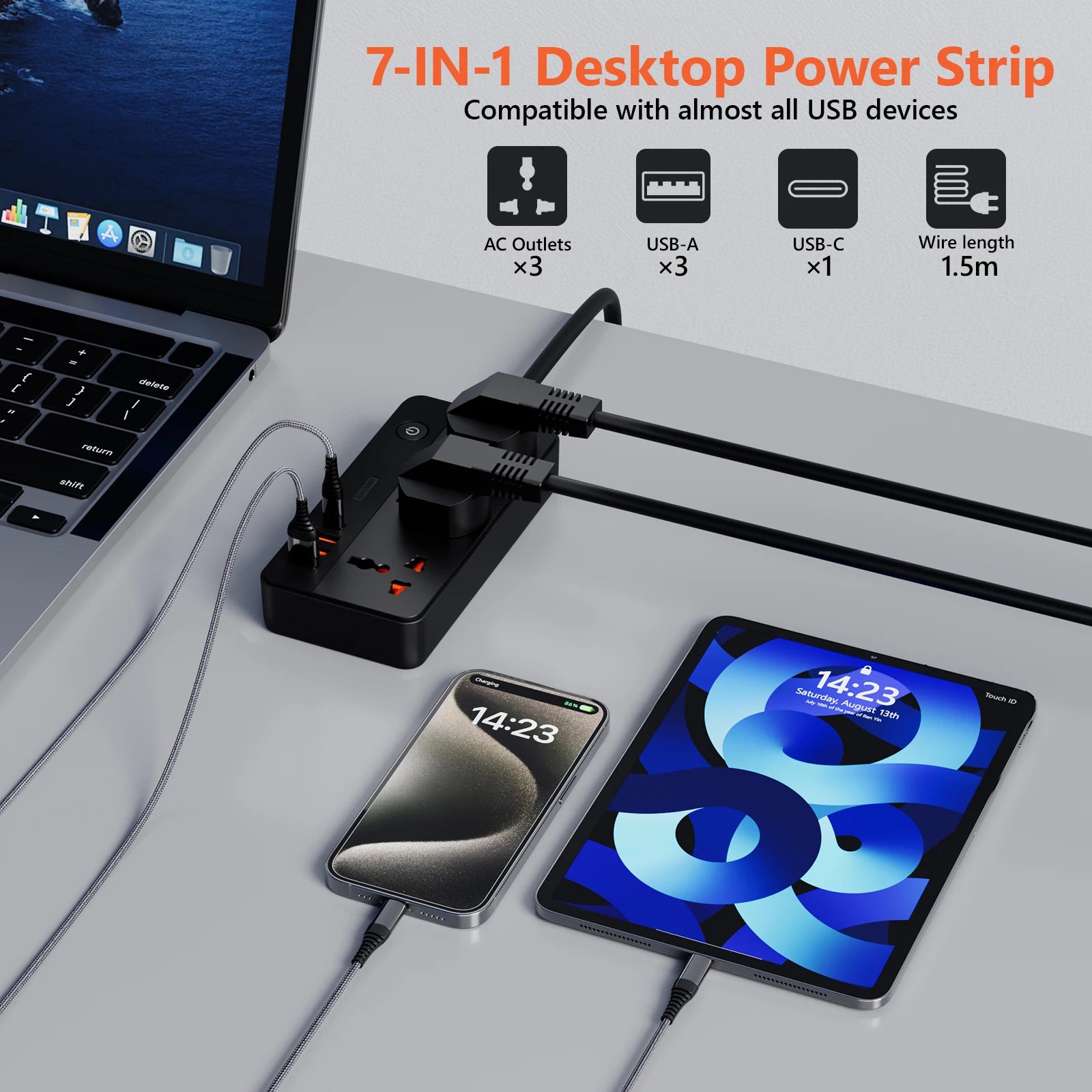 Ổ Cắm Đa Năng 1.8M - Sạc Nhanh USB PD 20W - Daisan Mart
