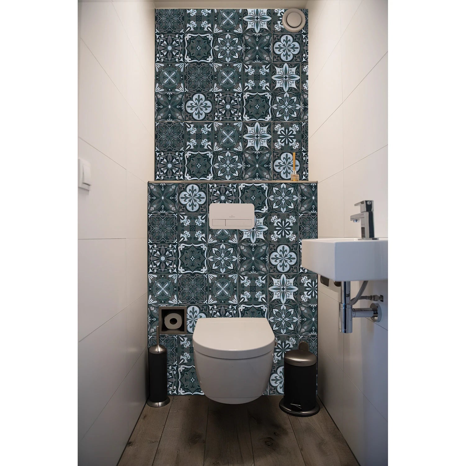 24Pcs European retro style Art Tile Wall Stickers With Self Adhesive Removable Bathroom Kitchen Waterproof Pvc Decal Wallpaper
