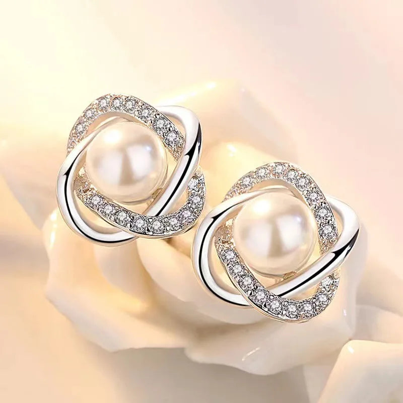 Luxury 14k Gold Pearl Earrings for Women