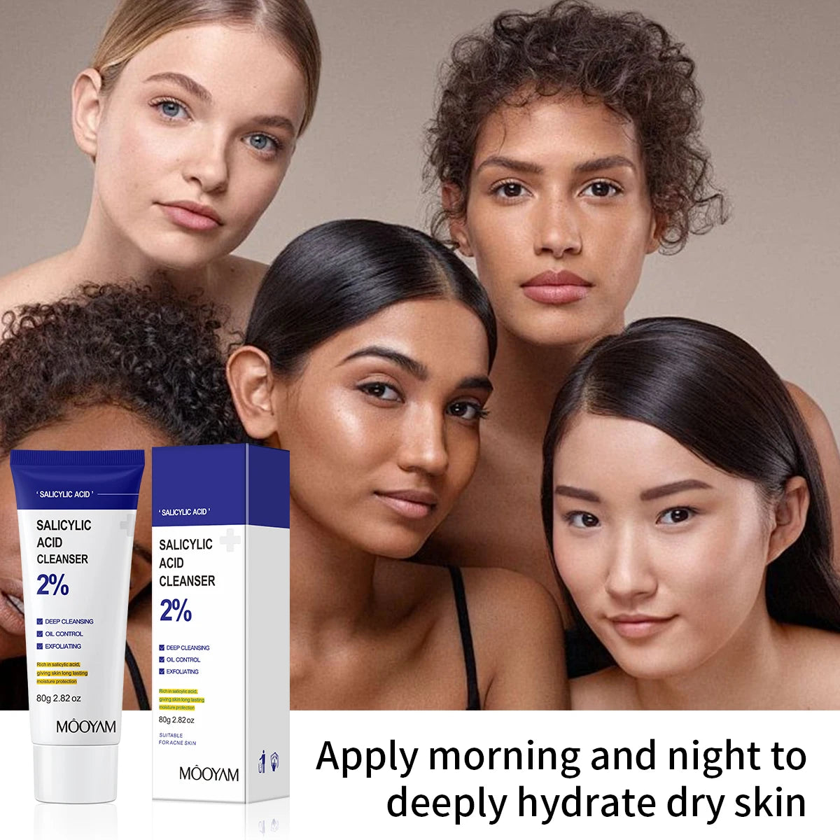 Salicylic Acid Facial Cleanser Acne Treatment Moisturizing Oil Control skincare Face Wash Foam Face Cleanser Skin Care