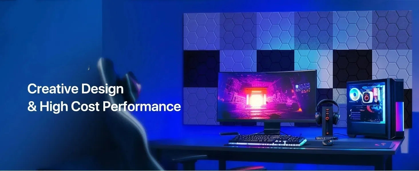 Honeycomb Felt Wall Panels Self-Adhesive Soundproof Tiles Peel &amp; Stick Noise Reduction for Home Office Nursery Acoustic Wall