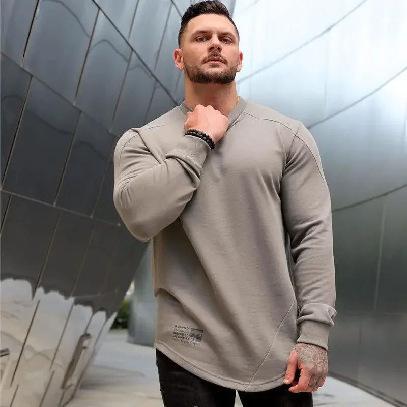Men's Slim Fit Long Sleeve Gym T-Shirt Fashion 2025