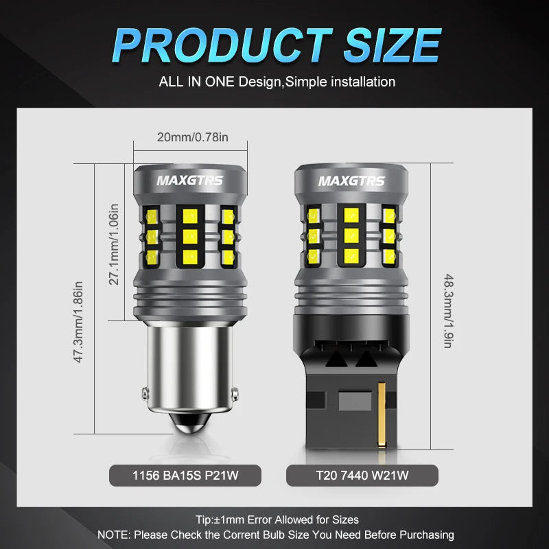 Maxgtrs 1156 Super Bright Canbus Car LED Bulbs