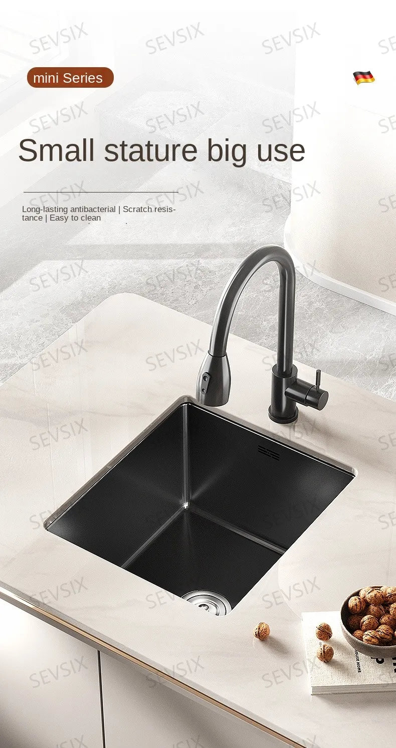 304 stainless steel Kitchen handmade small sink, single sink, vegetable washing basin, under counter, island counter, water bar - Daisan Mart