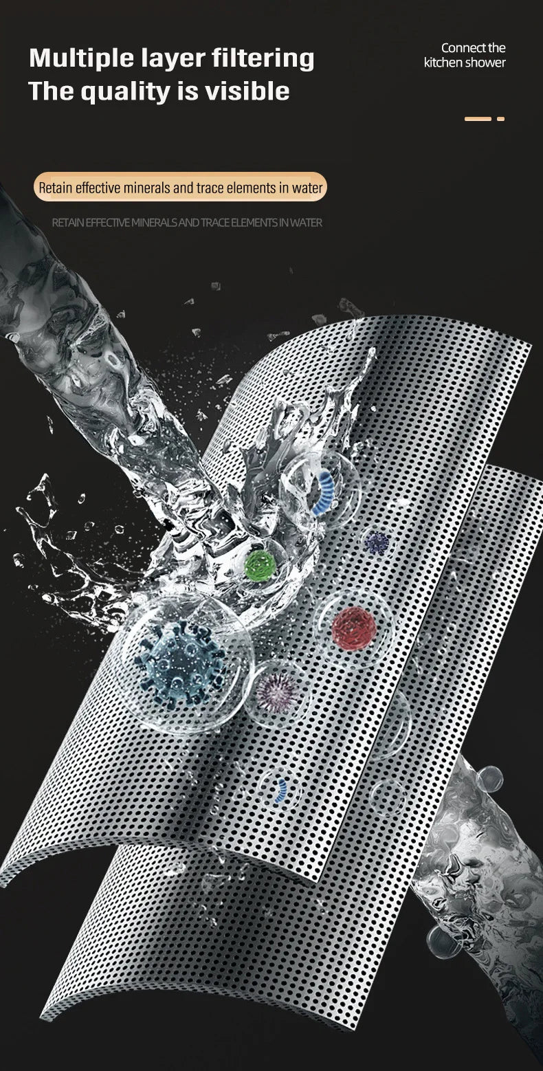 3-Mode Stainless Steel Faucet 360° Rotation Dual Filter Kitchen