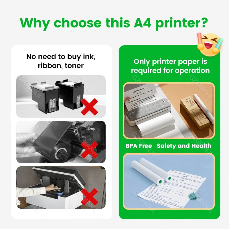 Peripage A40 P81 Inkless Portable A4 Thermal Printer Wireless Bluetooth USB Printing Text PDF Document Photos A4 Machine Maker