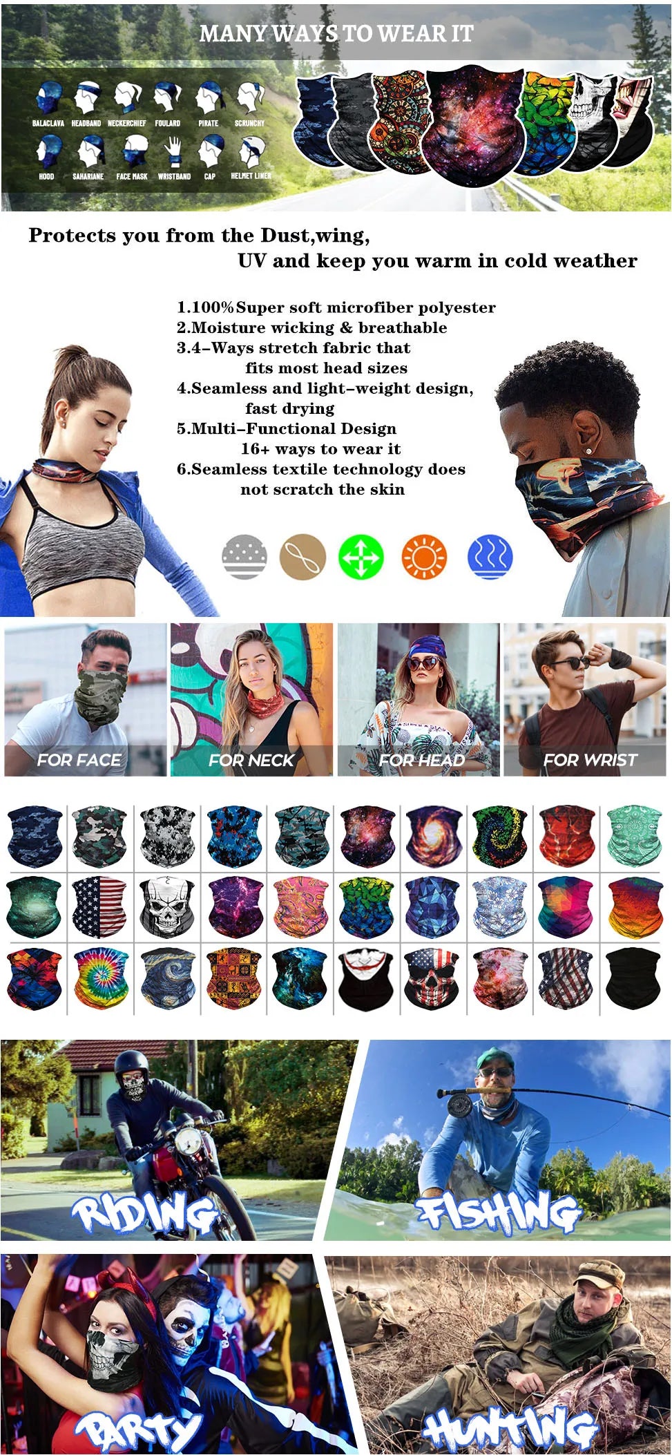 Khăn Đa Sắc Tiện Ích Cho Thể Thao & Dã Ngoại