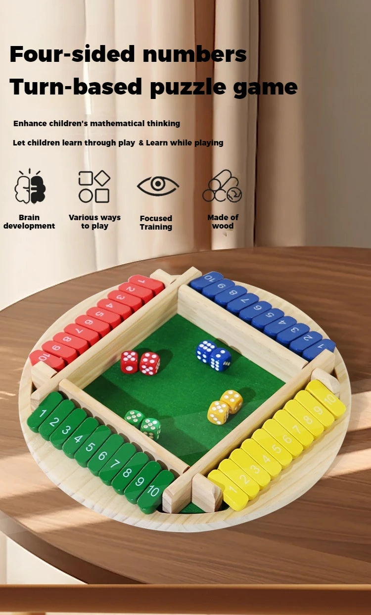 Round Flipping Game, Wooden Number Game, Shut The Box Dice Game - Parent-Child Board Game, Bar Party, Leisure Gambling Game - Daisan Mart