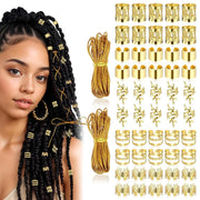 Set of 52 Gold Hair Jewelry for Women's Personality Braids
