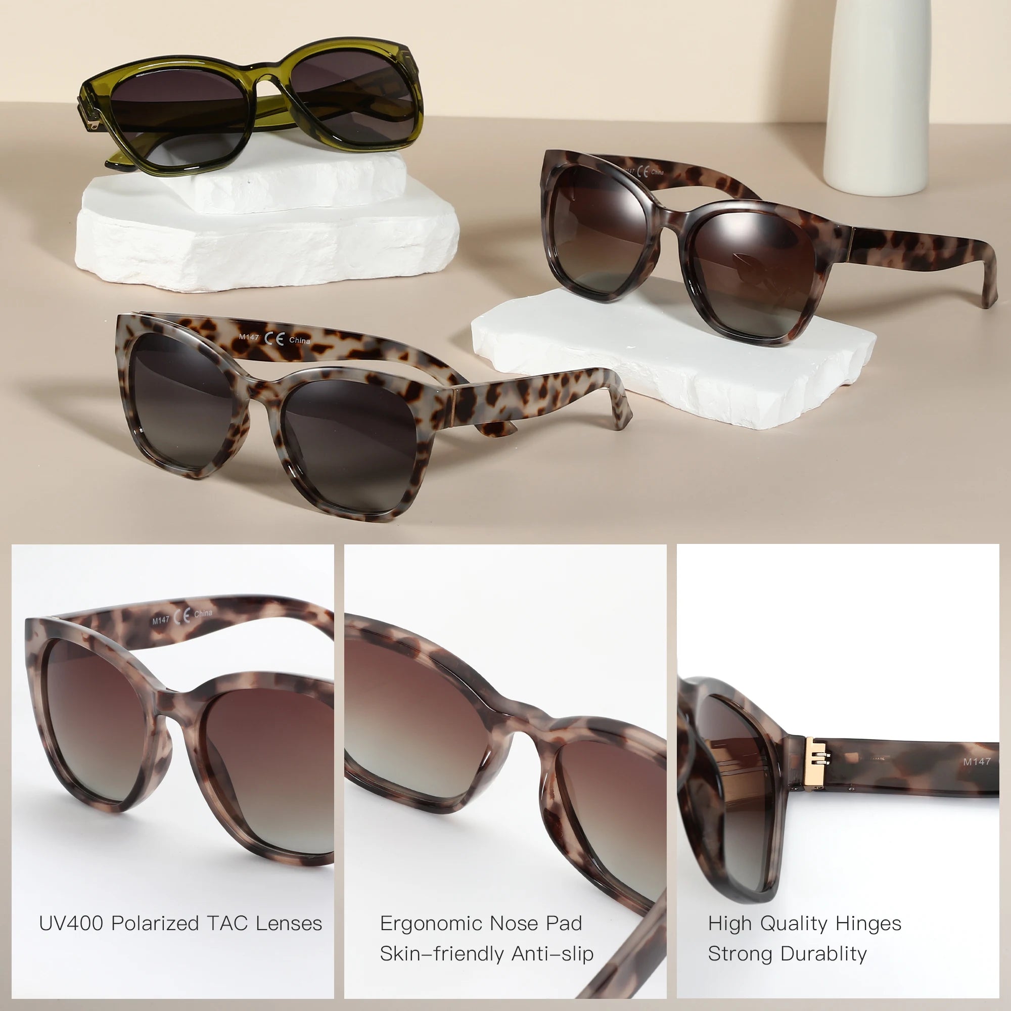 ZENOTTIC Fashion Cateye Polarized Sunglasses for Women - Oversized Sun Glasses UV400 Protection Retro Shades Designer Style - Daisan Mart