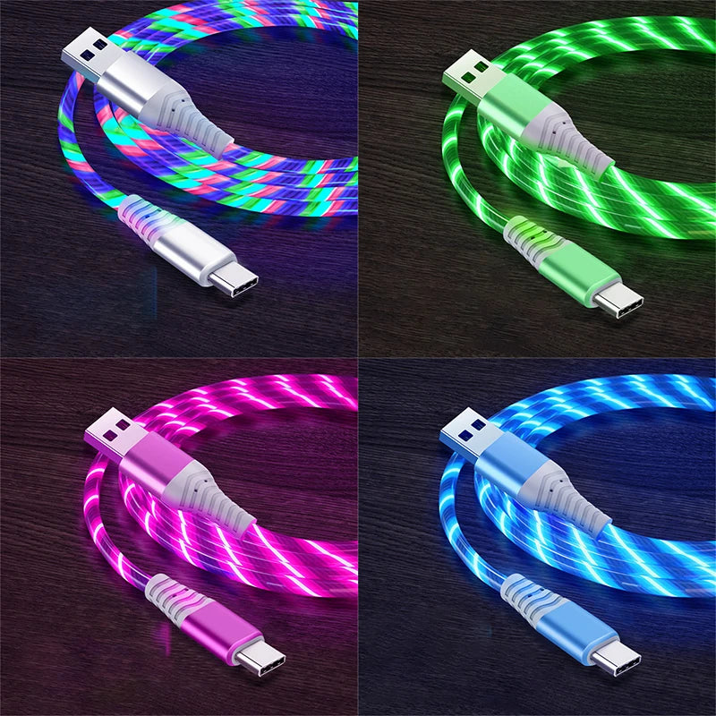 Multi-function Type C LED 3A Fast Charging Cable For Phones