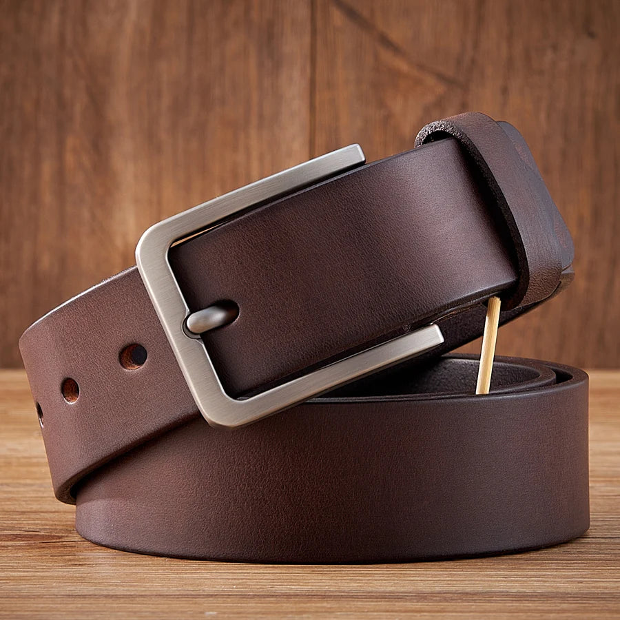 3.8cm Vintage High-Quality Men's Genuine Cowhide Leather Belt