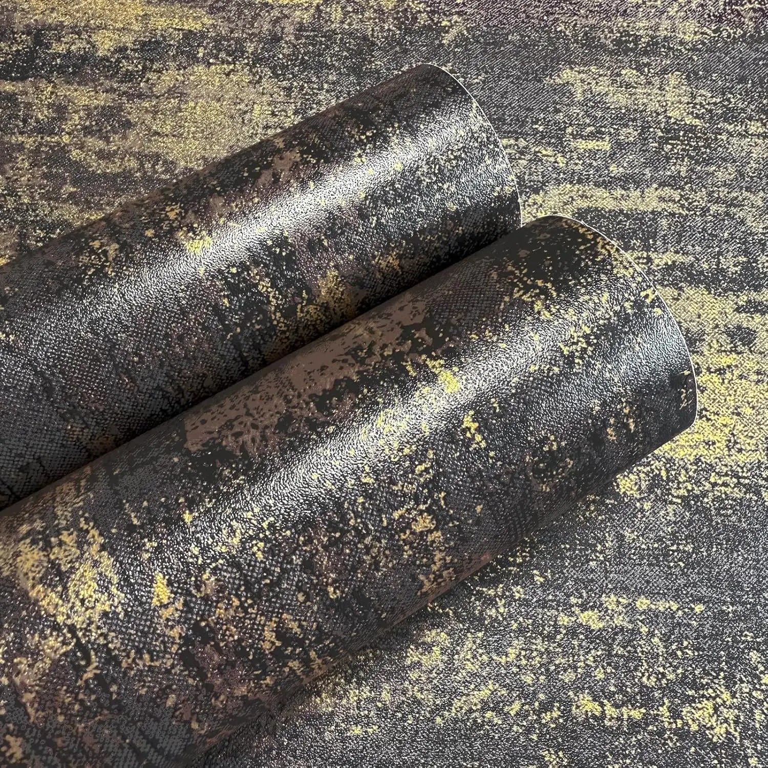 Vintage Black Gold Metallic Peel and Stick Wallpaper Self Adhesive Industrial Metallic Concrete Wall Paper Stick on Wallpaper