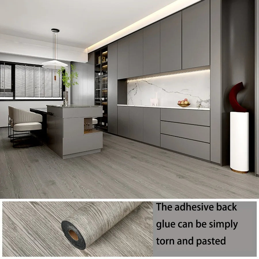 Thickened Wood Grain PVC Self-Adhesive Stickers Waterproof Floor Wall Decals for Indoor Home Decor Easy Peel  Stick
