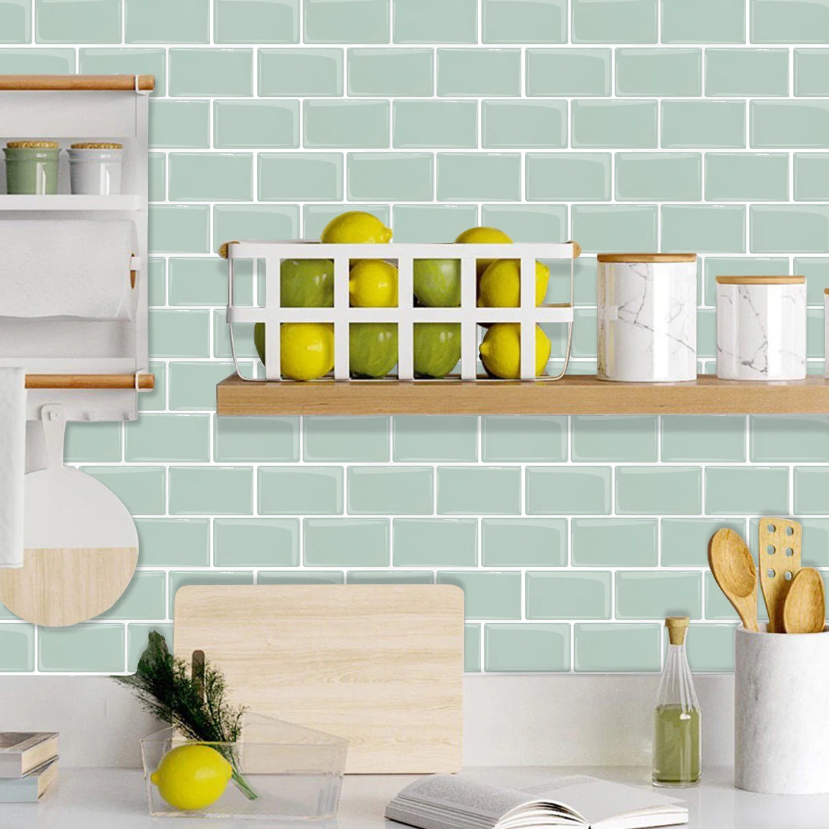 Premium 12x12 inch Kicthen Bathroom Backsplash Wall Stickers Self adhesive vinyl wallpaper shell and stick 3D Metro effect tiles