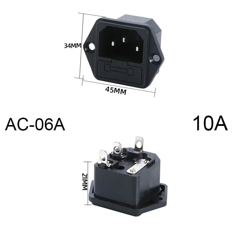 250V LED Universal Power Socket with Switch and Fuse