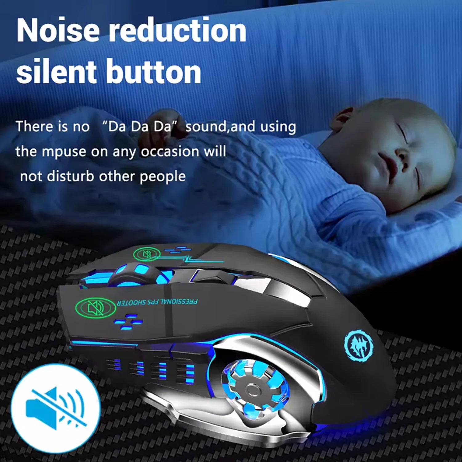 Chuột Gaming Không Dây RGB Bluetooth Sạc Lại Yên Tĩnh