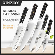 XINZUO kitchen knife set German steel 1.4116 ebony handle