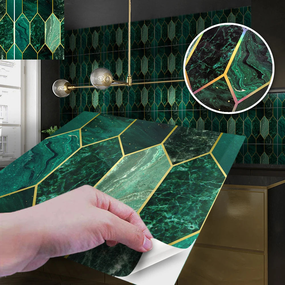 Waterproof Wallpaper 20 Pieces 3D Green Brick