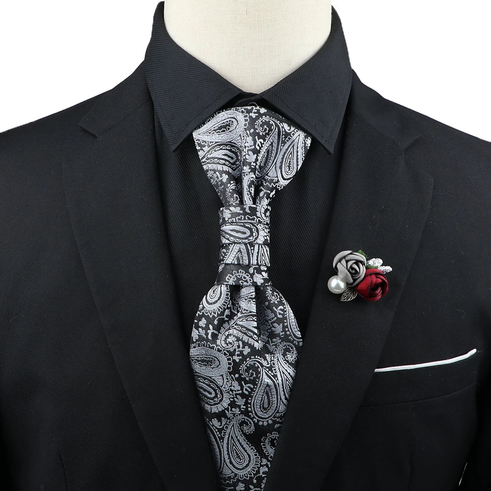 Premium luxury Paisley men's tie &amp; brooch