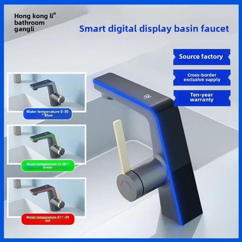 Smart Color Changing LED Lavabo Faucet For Bathroom