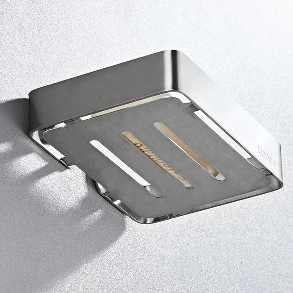 304 Stainless Steel Bathroom Shelf Wall Mounted Shower Soap Holder Shapoo Storage Organizer Rack Kitchen Bathroom Accessories