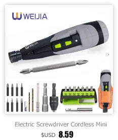 Pistol design Mini Cordless Electric Screwdriver  rechargeable Lithium Battery with LED Lighting and Head for Home DIY for 7 PCS
