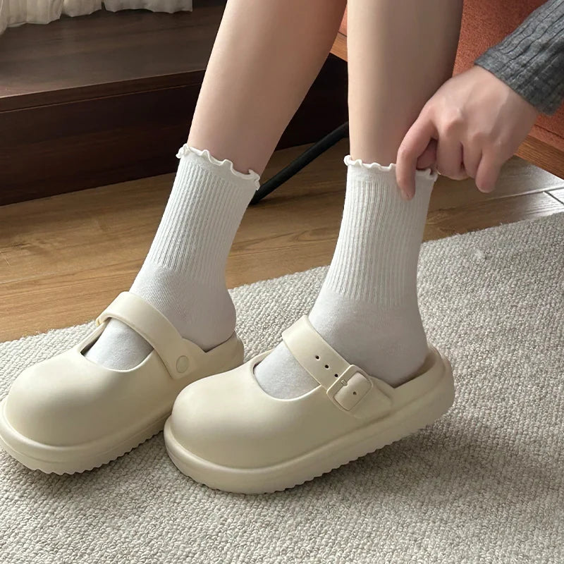 UTUNE Giày Búp Bê Nữ Đục Lỗ Thoáng Mát Chống Trượt