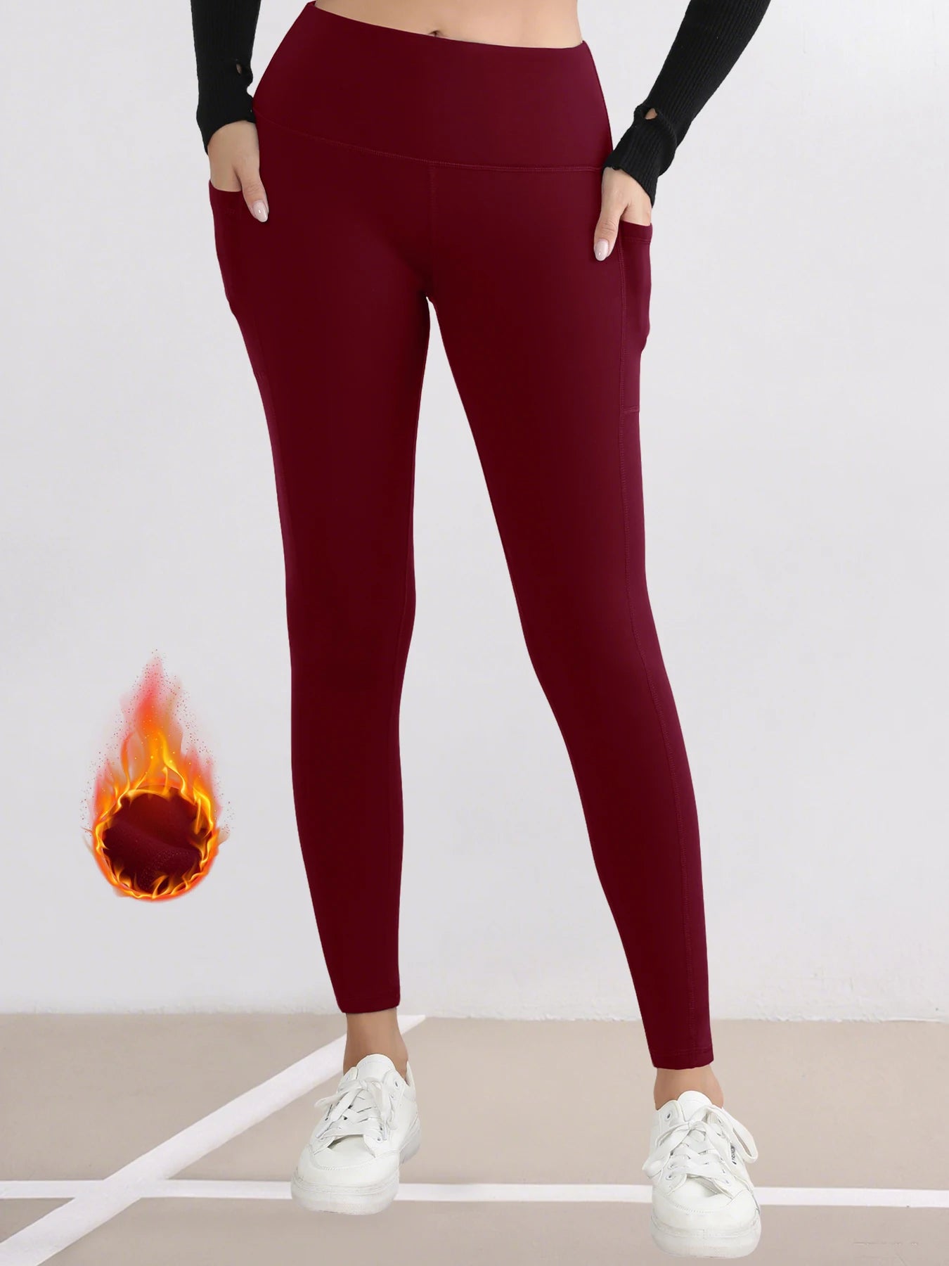 Women's Thick Warm High Waist Leggings with Convenient Pockets