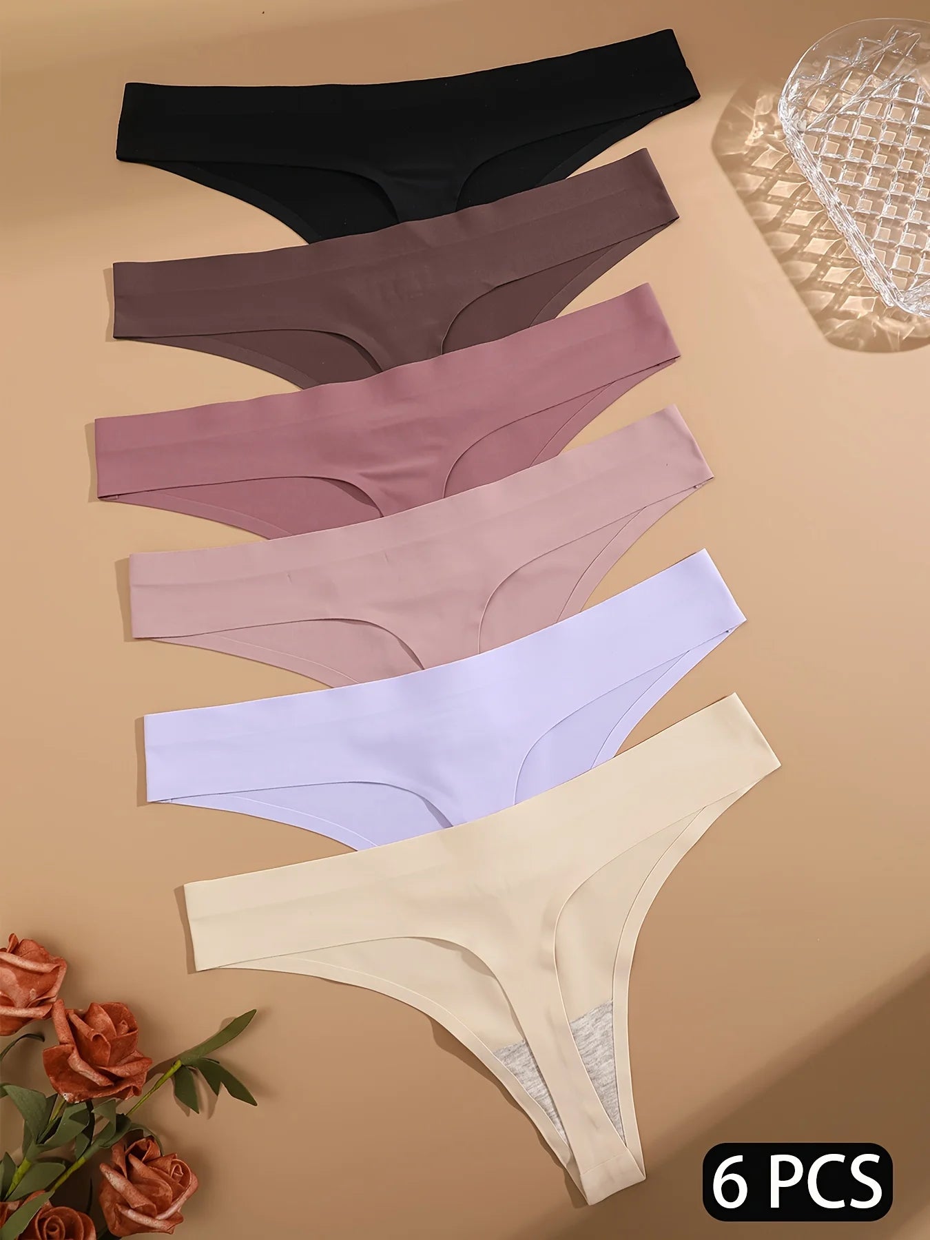 Set of 6 Sexy Low-Waist Seamless Invisible Women's Panties