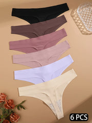 Set of 6 Sexy Low-Waist Seamless Invisible Women's Panties