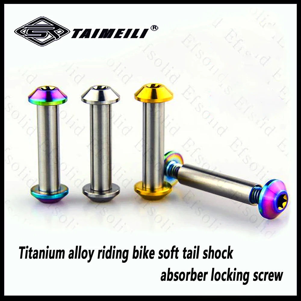 Bốn bu-lông hợp kim titan màu bạc và cầu vồng, dựng đứng và nằm ngang.