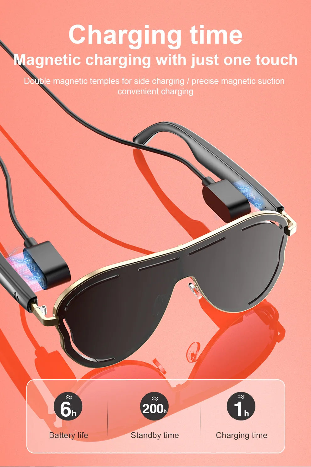 YHA17 AI Translation Smart Glasses EU USA Large Frame Sunscreen Color-changing Stainless Bluetooth Audio Sunglasses Work Glasses - Daisan Mart