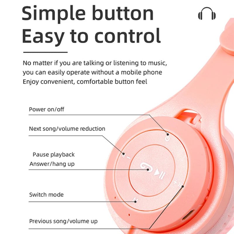 Foldable Bluetooth headphones for kids with standard sound