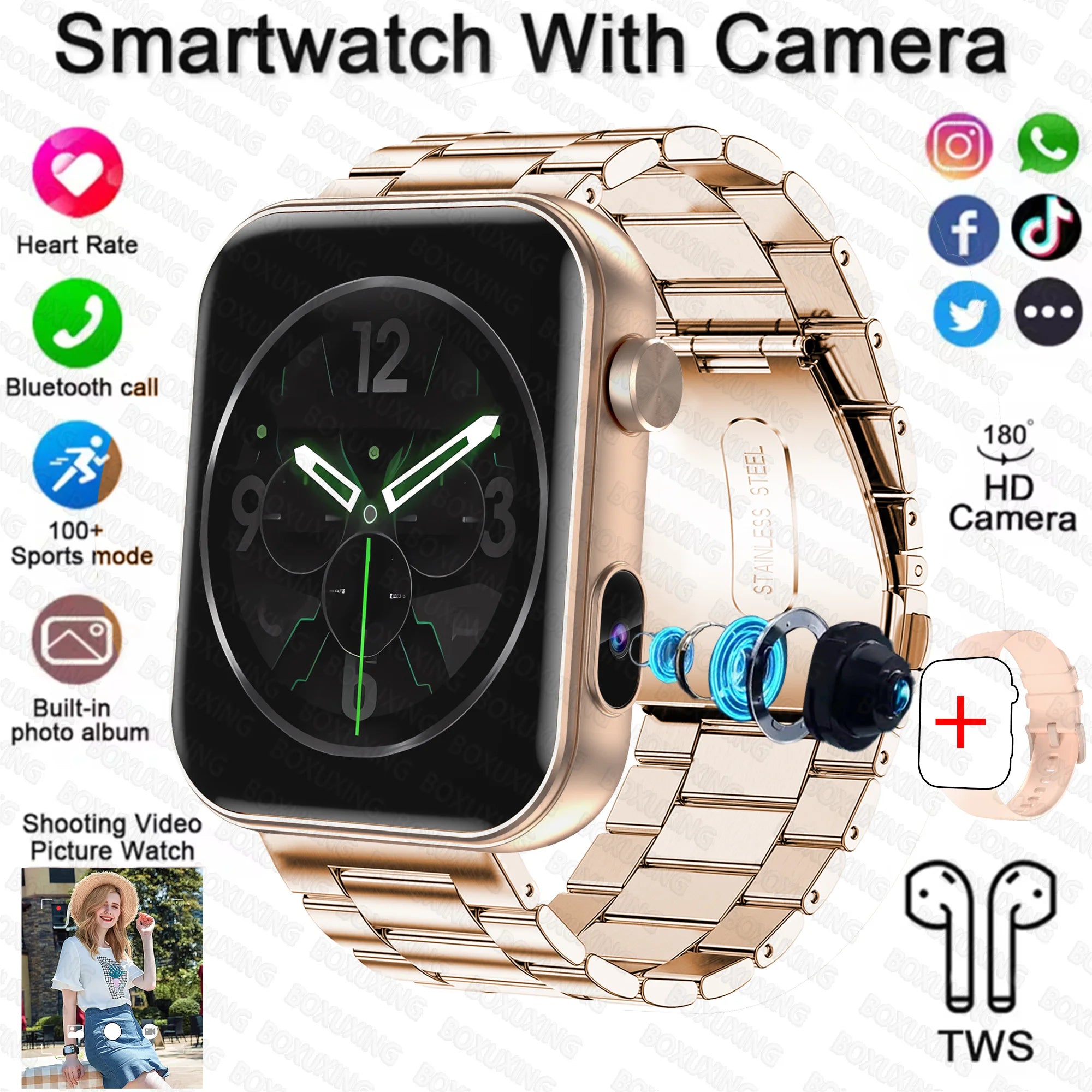 Smartwatch 2025 Photography, BT Calling, Multi-Sport