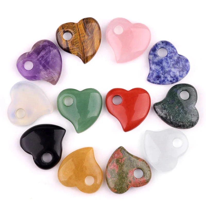 30MM Heart Shaped Quartz Healing Pendant