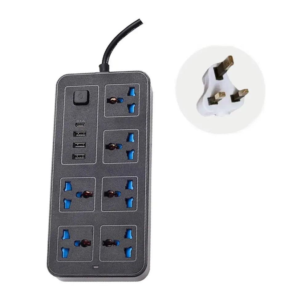 Ổ Cắm Đa Năng 2m, 4 Cổng USB, EU/US/UK, Sạc Nhanh