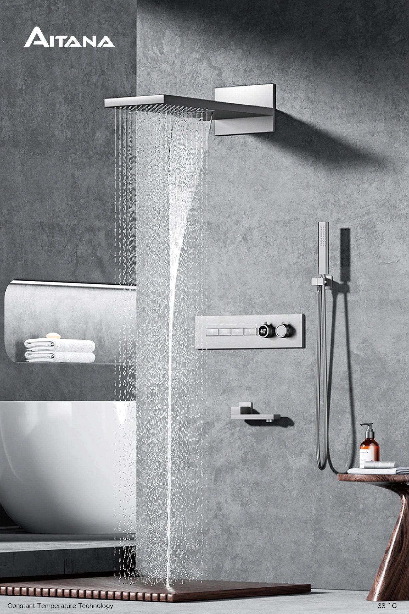 Vòi Sen Đen Cao Cấp LED Hiển Thị Số 4 Chức Năng