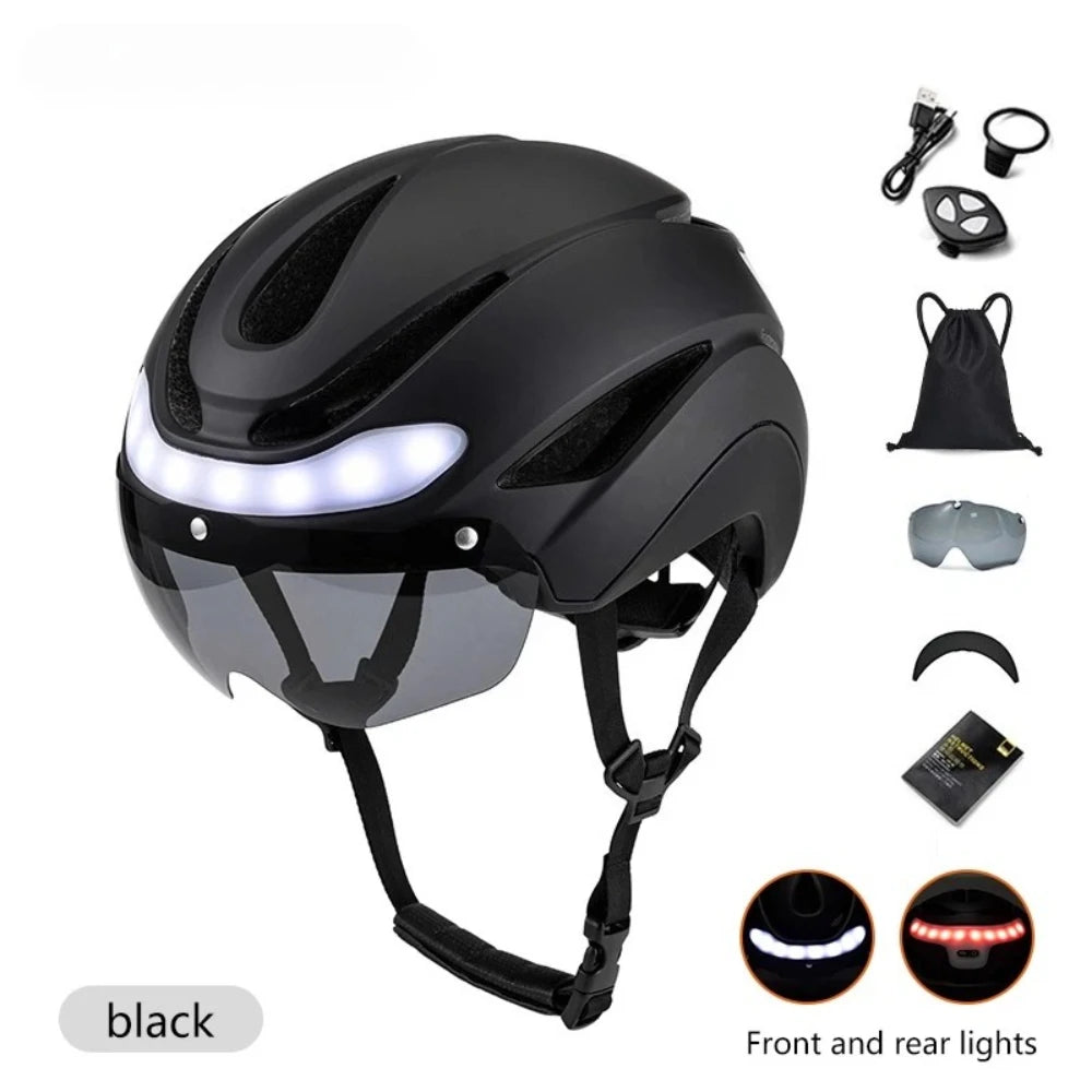 HelmetPro: LED Bicycle Helmet &amp; Magnetic Goggles