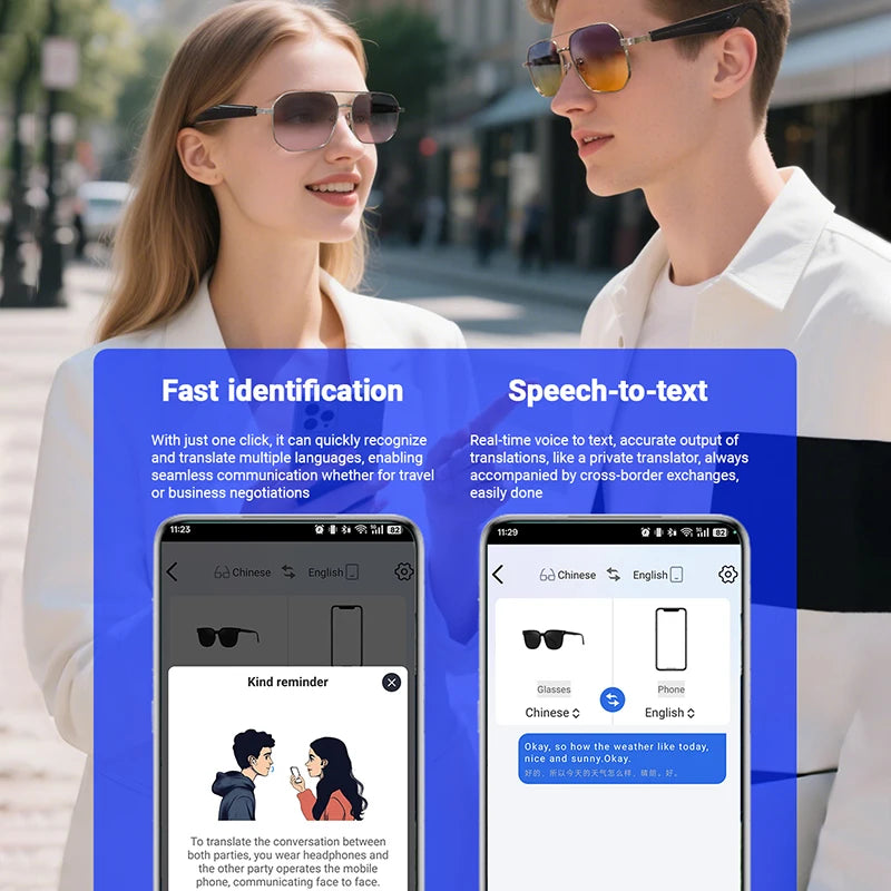 LIGE Ai Smart Bluetooth Glasses 100+Languages ​​Translation Real-time Q&amp;A BT5.4 Music UV Protection Smart Sunglasses for Men Women