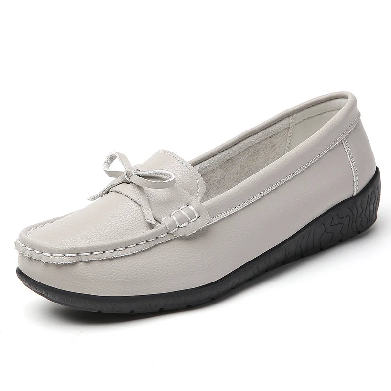 Women's Genuine Leather Loafers - Fashionable, comfortable wedge sole