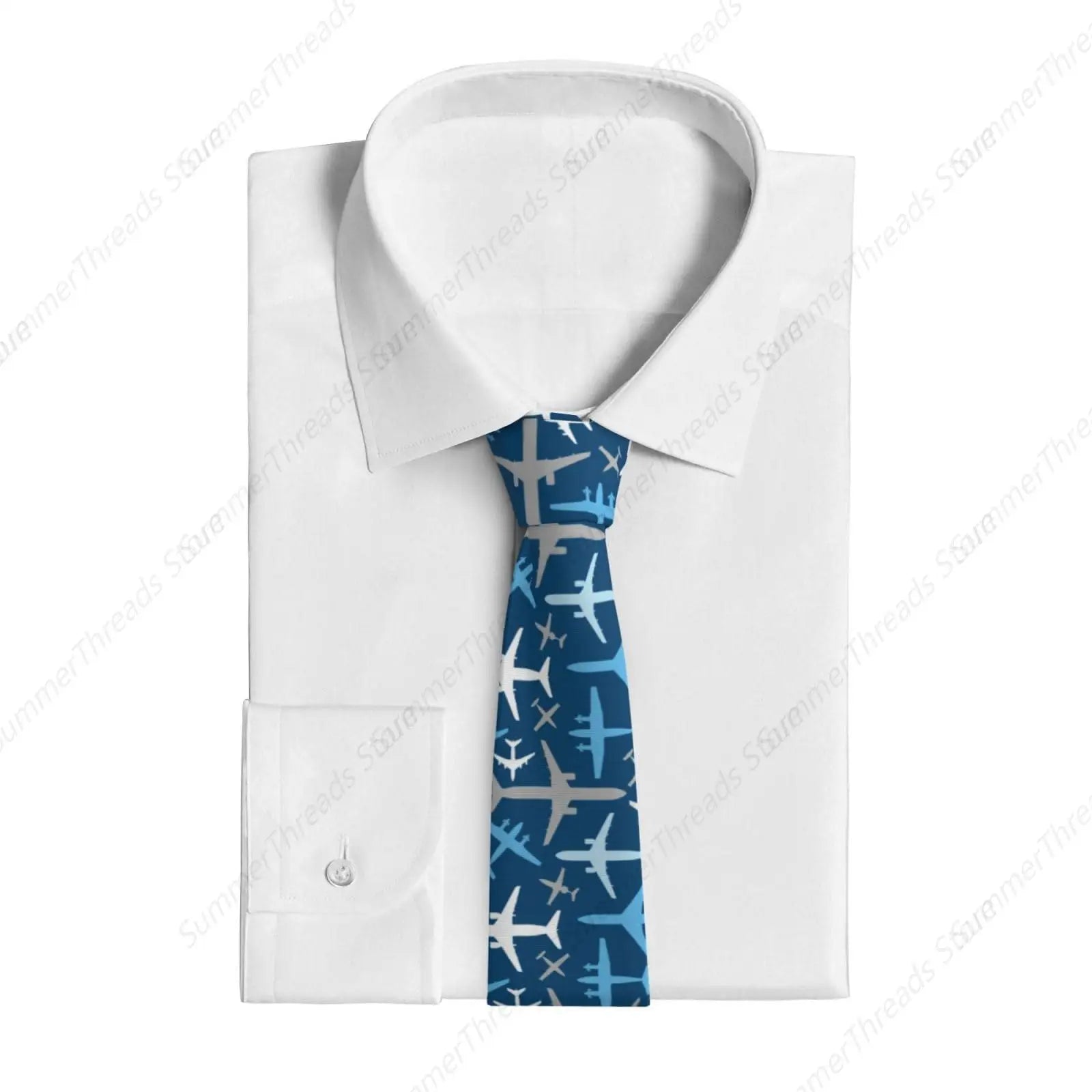 Cà vạt nam Xanh Trời Máy Bay Bay Qua Bầu Trời