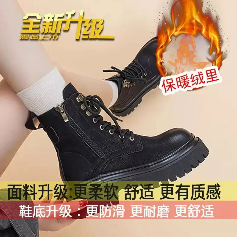 Women's Retro Genuine Leather Shoes - Stylish Rivet Short Boots