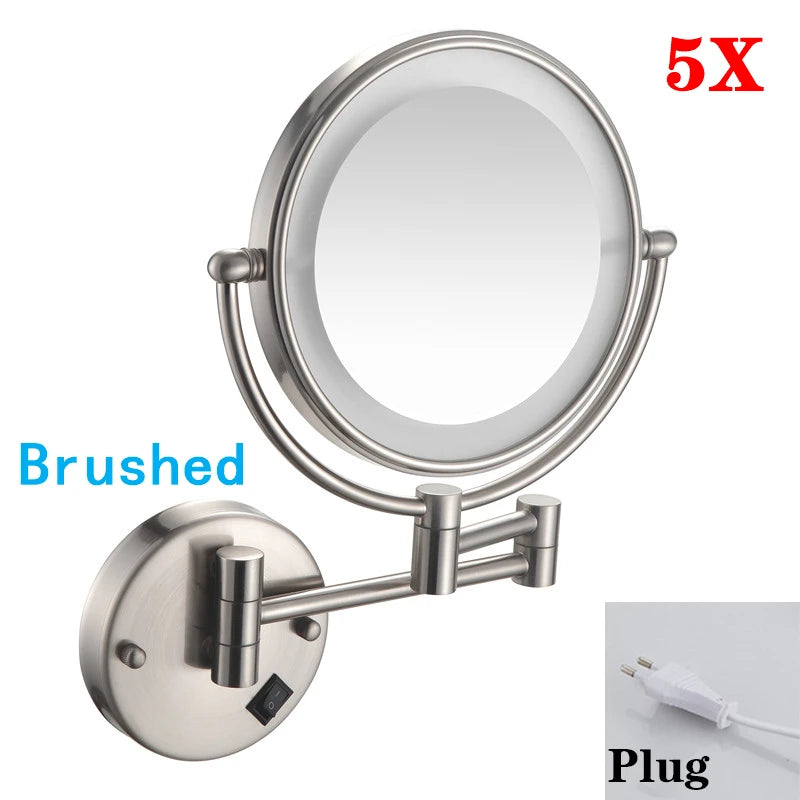 High-end Brushed Gold LED Hotel Makeup Mirror